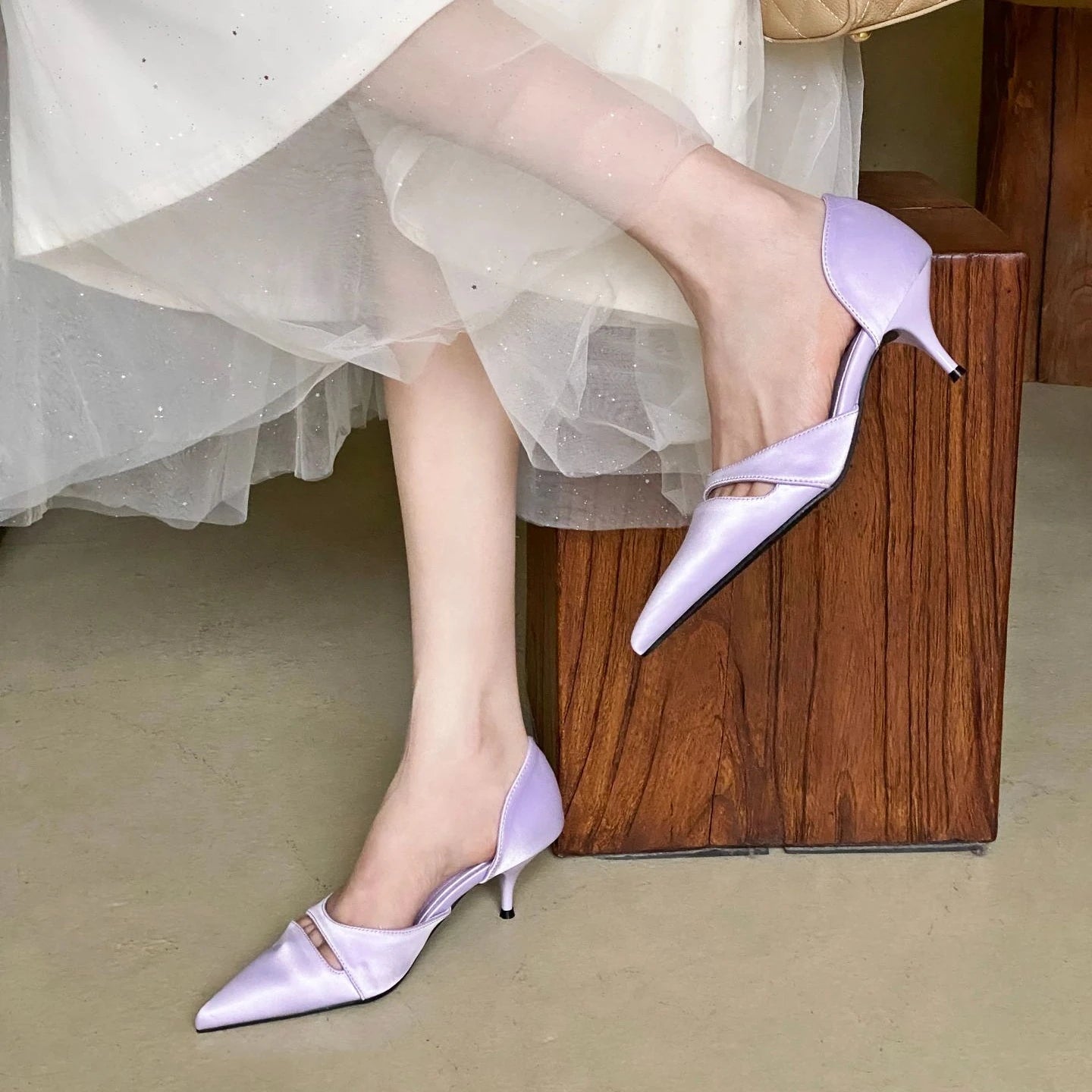 LBSFY  -  Pointed Toe Pumps Women Summer 2024 New Sandals Female Slingback High Heels Designer Brand Comfy Elegance Low Heel Office Shoes