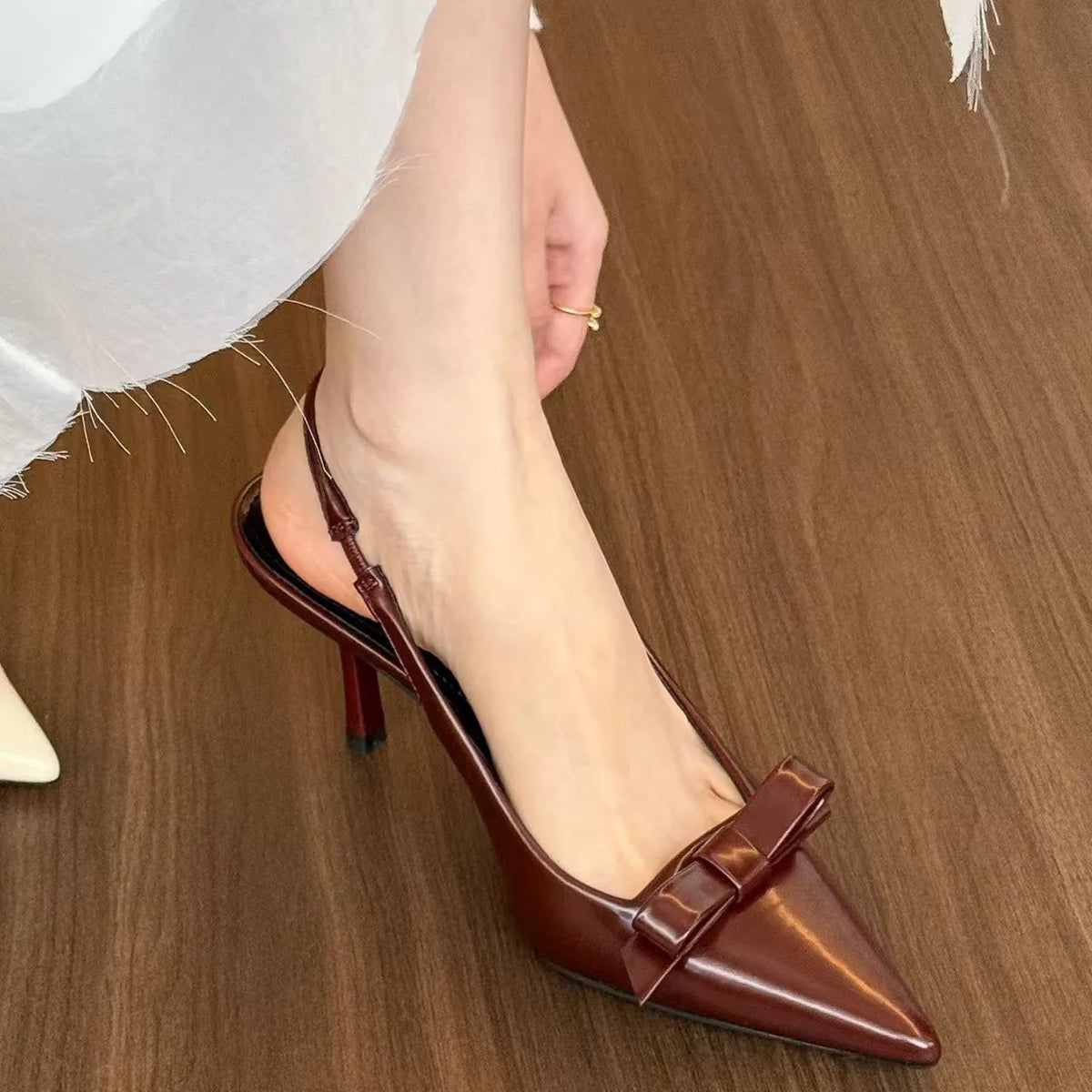 LBSFY -New Women's Bow Pointed High Heels Sandals Female Brand Designer Fashion Slide Sexy Suspender Shoes Elegant Mules Casual Shoes