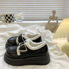 LBSFY  -  Fashionable Comfortable Velvet and Warm Loafers for Women Winter New Retro Platform Thick-soled Sports/Casual Shoes for Women