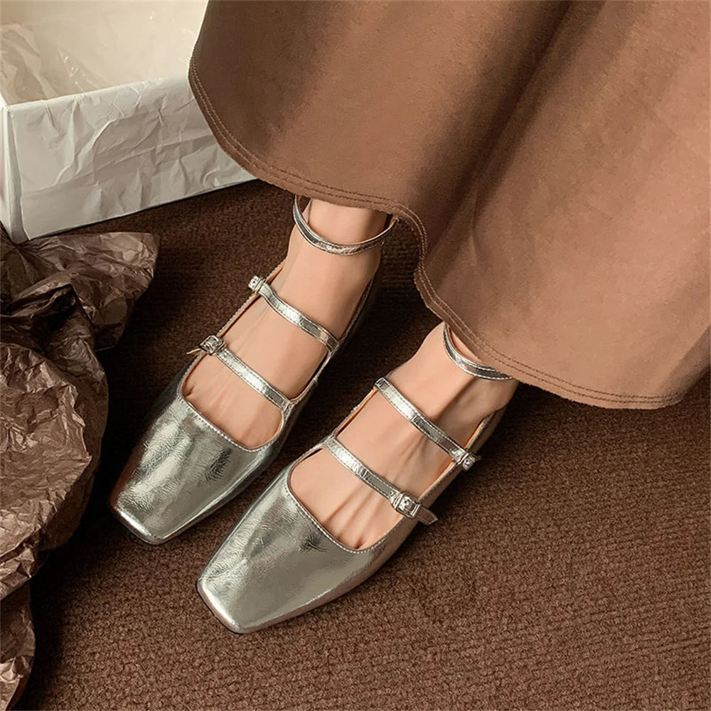 LBSFY  -  Women's High Heels Casual Shoes Mary Jane Patent Leather Thick Heels Spring Summer Party Buckles Wedding Shoes Woman
