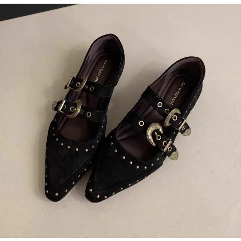 LBSFY -New Pointed Toe Women Mary Jane Shoes Fashion Shallow Buckle Shoes Ladies Casaul Dress Low Heel Leather Shoes Zapatos De Mujer
