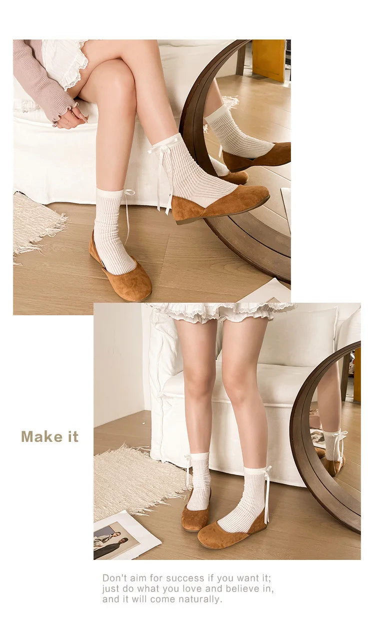 LBSFY -Splicing Square Toe Mules Shoes for Women Suede Flats 2025 Spring Autumn Slip on Designer Fashion Solid Color Casual Loafers