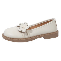 LBSFY  -  Retro Leather Flower Mary Jane Shoes for Women Spring Autumn Soft-soled Women's Designer Shoes Fashion Casual Low Heels Female