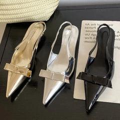 LBSFY -Street Style Woman Pumps Sexy Pointed Toe Slingbacks Wedding Thin Low Heels Party Female Shoes Zapatos De Mujer