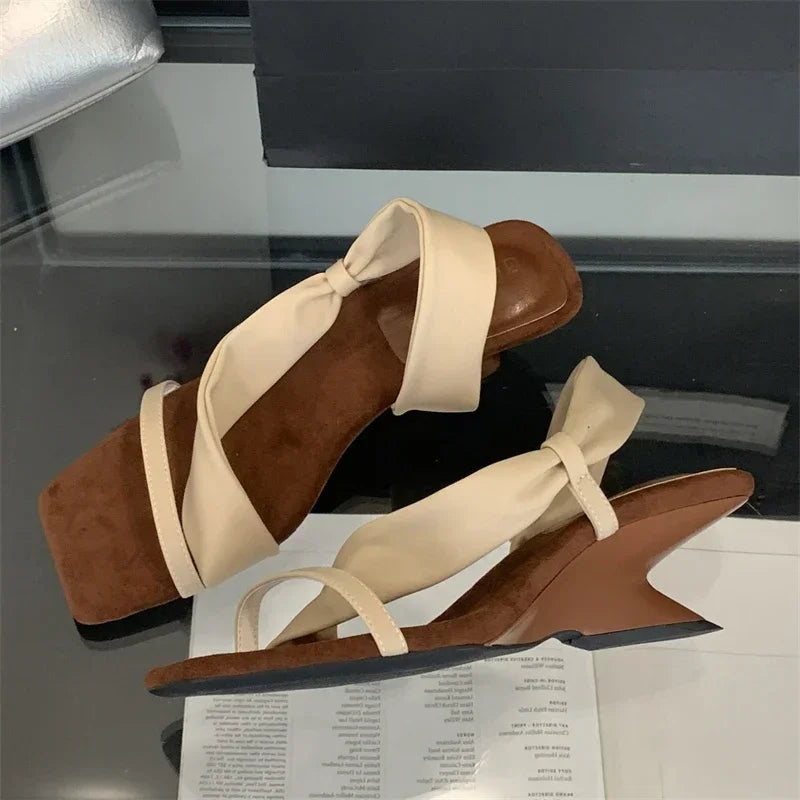 LBSFY -New Arrived Summer Open Toe Women Sandals Fashion Wedges Heels Square Party Dress Shoes Zapatos De Mujer