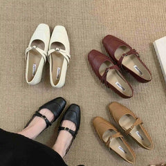 LBSFY  - Women Flats Fashion Round Toe Slip On Ladies Elegant Mary Jane Shoes Soft Flat Heel Outdoor Dress Ballerin Shoes M