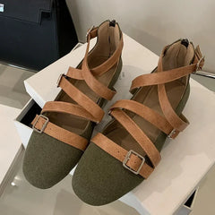 LBSFY  -  Belt Buckle Flat Mary Jane Shoes Women Fashion Design Footwear Female Cross-tied Soft Sole Comfort Ballet Shoes Zapatos De Mujer