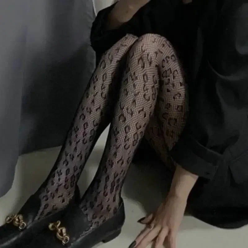 Lbsfy Women Sexy Cross Print Fish Net Tights Long High Nylon Socks Transparent Hollow Out Body Stockings Black Mesh Fishnet Pantyhose