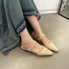 LBSFY  -  Women Mules 2025 Spring New Closed Toe Women Mules Pointed Toe Half-slippers For Women Low-heeled Fashion Female Slippers