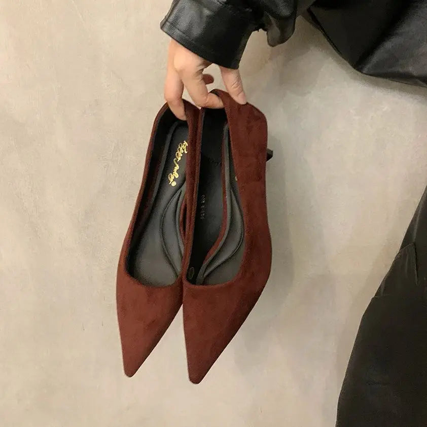 LBSFY -Fashion Sexy Flower Pointed Toe Thin Low Heels Pumps Women Elegant Wedding Slingback Mules Shoes Zapatos De Mujer