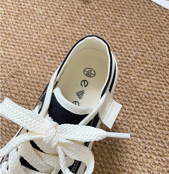 LBSFY  -  Canvas Shoes Women Platform Sneakers Ins Fashion Designer Female Vulcanize Shoes Round Toe Flat Shoe Low-top Casual Ladies Shoes