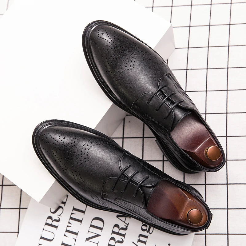 LBSFY  -2024 Spring Gentleman Oxfords Leather Shoes Luxury Goods Men Shoes Fashion Casual Pointed Toe Formal Business Male Wedding Dress