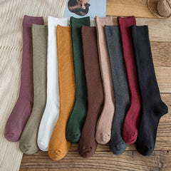 Lbsfy 10 Colors Autumn Women's Socks Cotton Winter Long Socks Harajuku Female Trick Warm Solid Color Sock Casual Ladies Sox