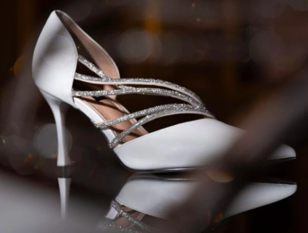 LBSFY  -  2024 New Summer Trend Wedding Shoes Bride White Heels  High Heels Rhinestone Laces Luxury Shoes  Bar Mitzvah Party Pumps
