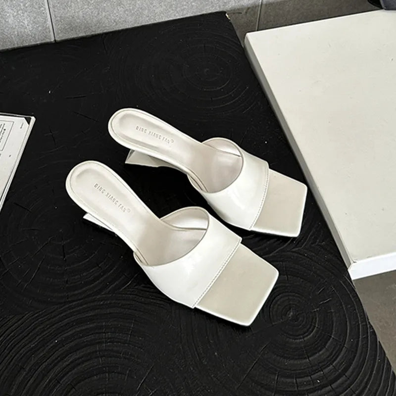 LBSFY -Brand New Women Slipper Summer Outdoor Sandals Square High Heel Slip On Flip Flop Mujer