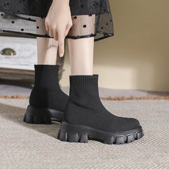 LBSFY  -  35-41 2024 Autumn New Breathable Short Boots Shoes Platform Bottom Women's Socks Boots