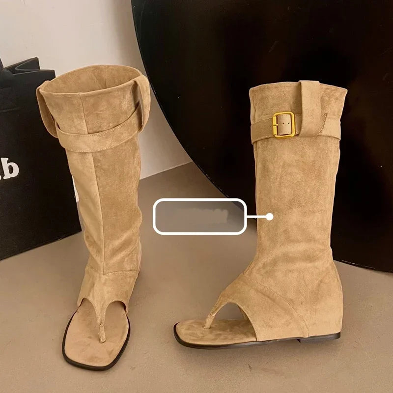 LBSFY -Fashion Open Clip Toe Pleated Ankle Boots Sandals Women Short Booties Designer Wedges High Heels Ladies Shoes