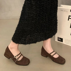 LBSFY  -  New Brand Women Flat Sheos Fashion Shallow Slip On Shoes Square Low Heel Dress Shoes Casual Laofer Mujer