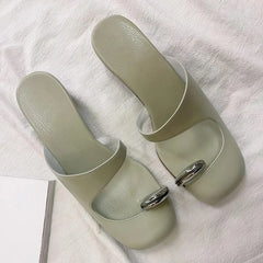 LBSFY  -  Metal Set Toe Wedge Slippers for Girls Baotou Slippers Women's New Casual Slippers Sandalias De Mujer Verano 2024 Zapatos