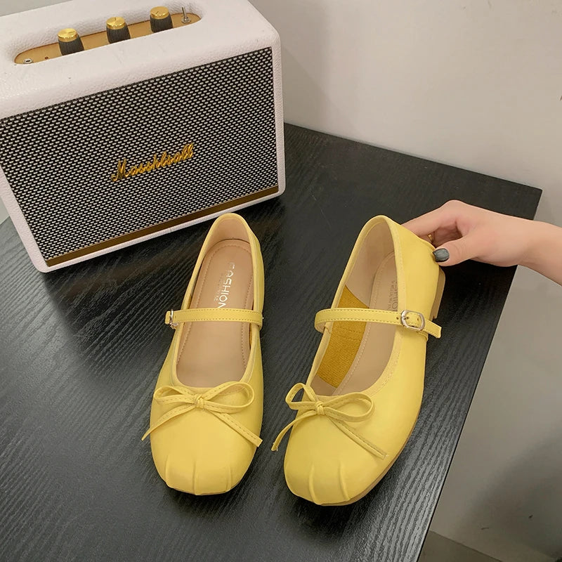 LBSFY -Designer Spring Women Mary Jane Shoes Fashion Square Toe Ladies Comfort Soft Sole Flats Women's Comfort Ballerinas Shoes