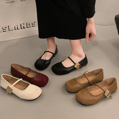 LBSFY -Women Flat Shoes Fashionable and Versatile Square Toe French Mary Jane Shoes Women New Summer Soft Soled Beanie Shoes