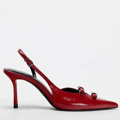 Lbsfy Butterfly-knot Thin High Heels Women Elegant Pointed Toe Slingback Shoe Shallow Banquet Dress Shoe Pumps Sandalias De Mujer