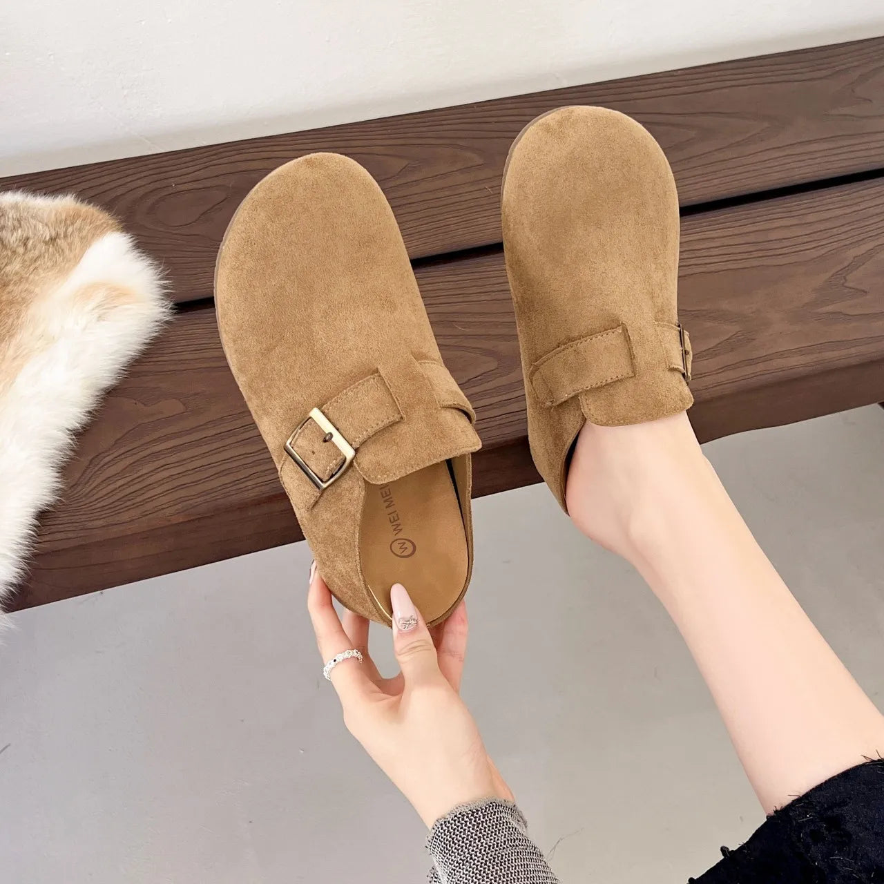 LBSFY -New Style Classic Fashion Women Suede Mules Slippers Clogs Cork Insole Sandals with Arch Support Outdoor Beach Slides Home Shoes
