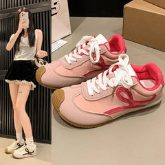 LBSFY -Retro Ugly Adorable Women's Dequn Shoes Spring Summer New Style Student Heightening Casual Board Shoes Color Block Sports Agan S