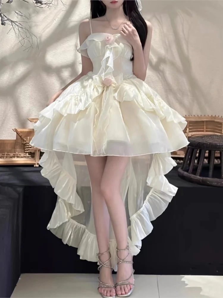 LBSFY -Elegant Birthday Lolita Party Dress with Underskirt Outfits Women French Ruffles Dancing Vestidos Summer Korean Fashion Clothes