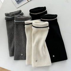 Lbsfy Metal Buckle Knitted Wool Leg Cover Socks Korea Women Calf Leggings Socks Y2K Winter Warm Foot Protector Leg Warmers Thickened