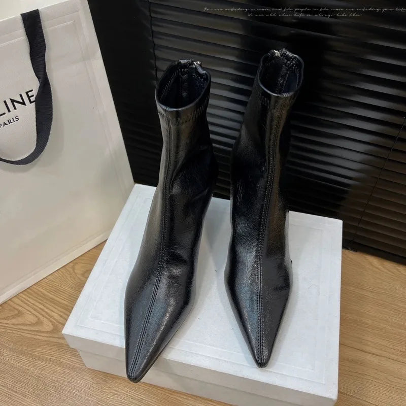 LBSFY -New Style Luxury Women's Fashion Pointed Toe Ankle Boots Women Wedding Party Shoes Winter Autumn Slim Short Ladies Boots
