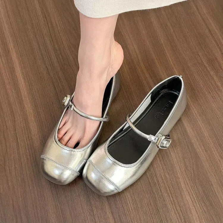 LBSFY -Spring New Women Mary Janes Shoes Shallow Toe Ballet Flats Shoes French Style Night Wind Single Lolita Shoes Women's Loafers