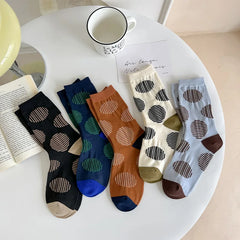 Lbsfy Women Socks Cotton Spring Autumn Japanese Style Harajuku Comfort Hip Hop Cute Classic Short Crew Dot Socks Girls Gift