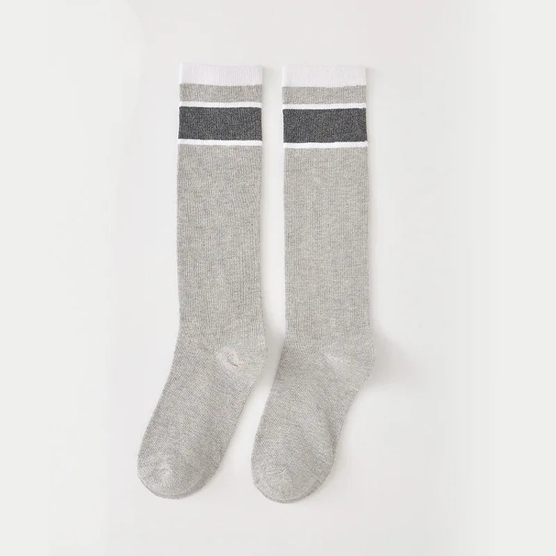 Lbsfy Korea Style Women Long Socks Warm Calf Cotton Socks Knee Socks Fashion Ladies Knee High Striped Socks Girls School Lolita Socks