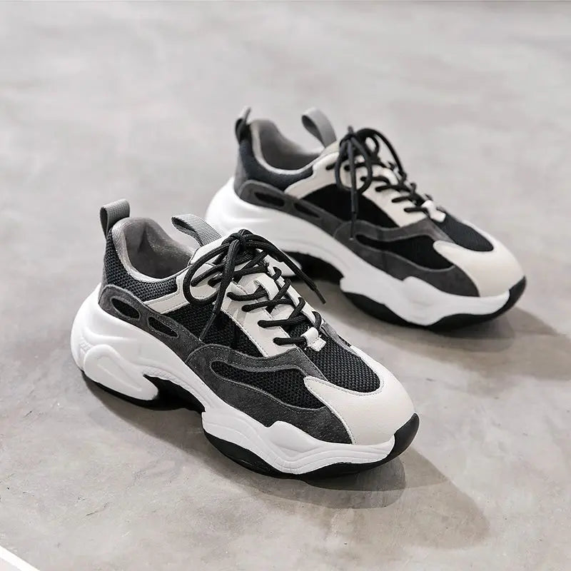 LBSFY  -  2024 New Arrival Women Sneakers Ladies Casual Shoes Lace Up Platform Flats Spring Summer Mesh Breathable Lady Footwear