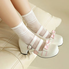 LBSFY  - Japanese Harajuku Style Spring Lolita Cute Girls Sweet Pumps Mixed Color Round Toe Cosplay BowTie Kawaii Chic Mary Janes Shoes