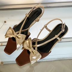 LBSFY  -  Cute Butterfly-knot Women Sandals Shallow Elegant Office Lady Slingback Shoes Low Heel Cross-tied Dress Shoes Zapatos De Mujer