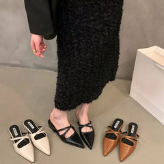 LBSFY  Summer Women's Pointed Toe Mules Slippers Fashion Shallow Slip On Slides Elegant Dress Street Style Shoes