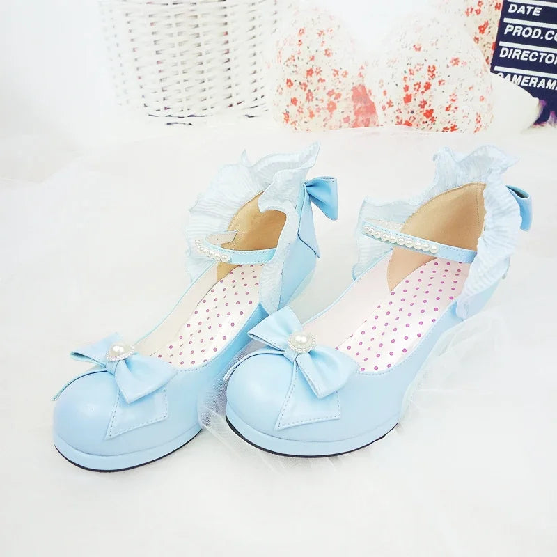 LBSFY  -  Lolita Shoes Cosplay Kawaii Anime Sweet Loli Women Tea Party High Heel Princess Bow Mary Jane Loli Shoes