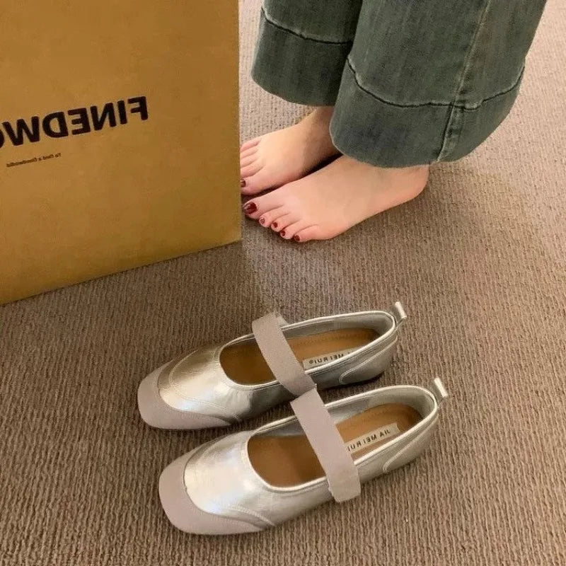 LBSFY -New Style Fashion Retro Women Spring Round Flat Shoes Comfor Anti Slip Mary Janes Shoes Soft Sole Versatile Women's Casual Shoes