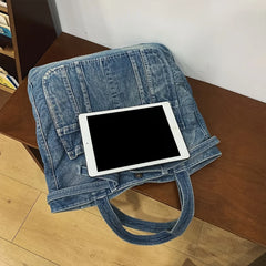 LBSFY -Casual Handbag Large Capacity Denim Tote Bag Fashion Everything High Appearance Level Shoulder Bag Commuter Underarm Bag