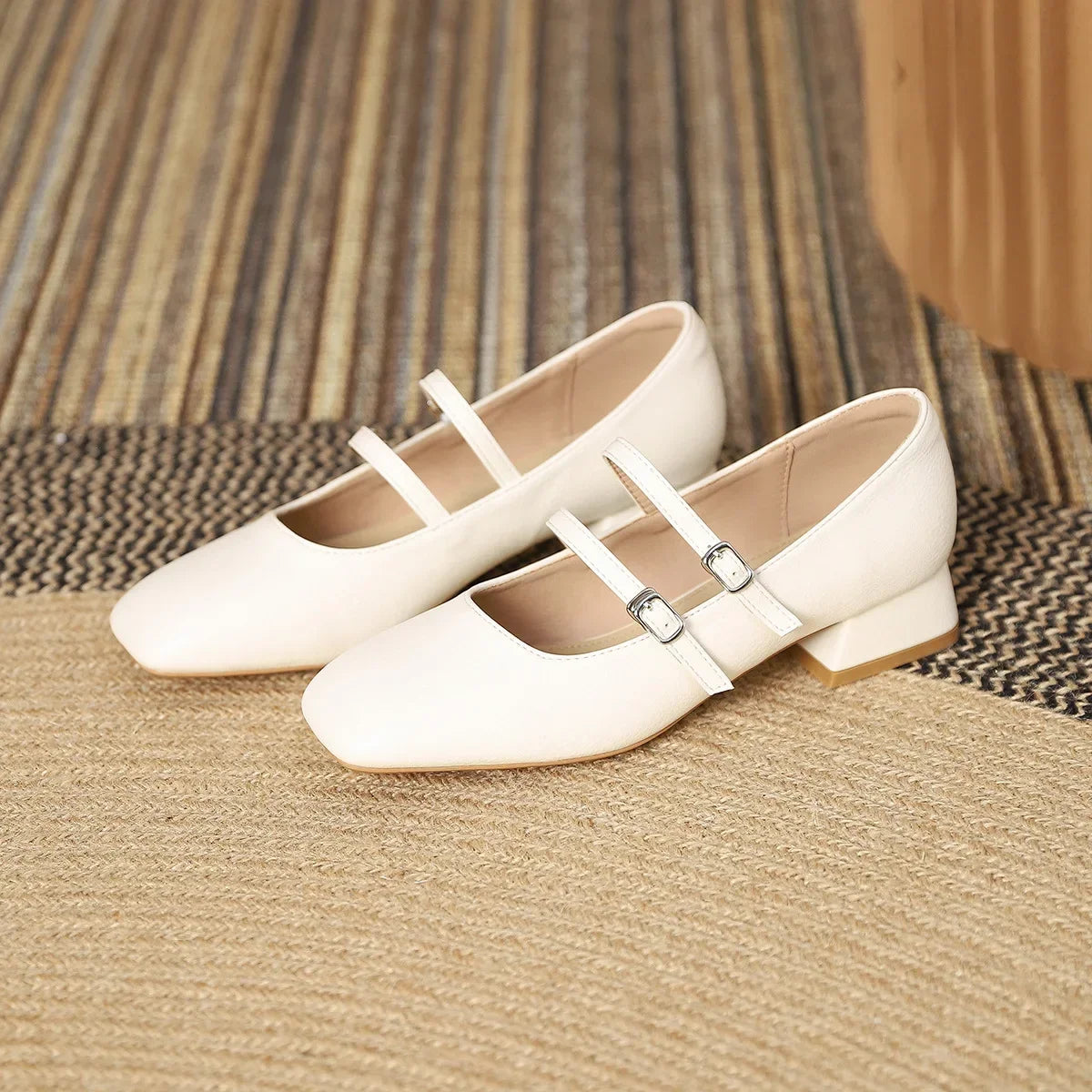 LBSFY  -  Mary Jane Shoes for Women Spring New Shallow Thick Heeled Single Shoes Soft and Comfortable Ballet Wedding Shoes Zapatos Mujer