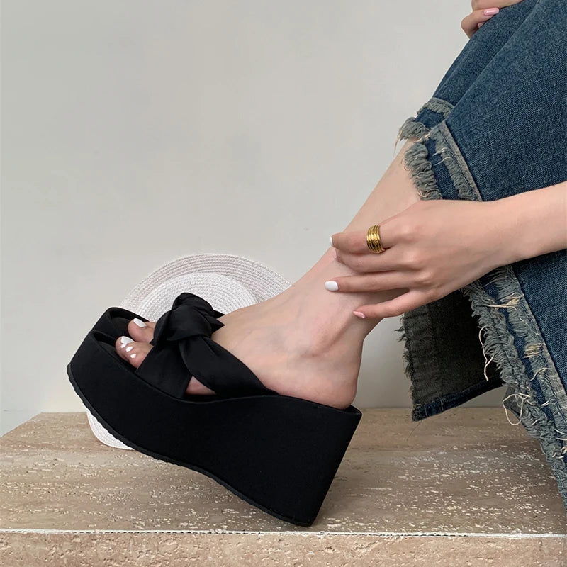 LBSFY  Summer Flip Flop Comfort Wedges Heel Women Slippers Shoes Casaul Beach Vacation Clip Toe Slides