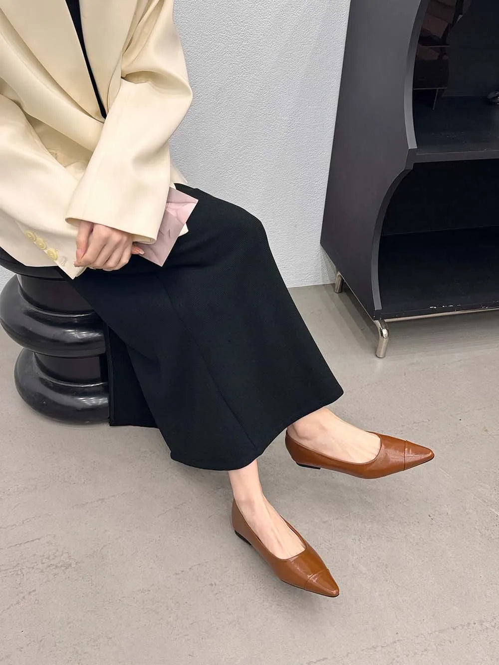 LBSFY  -  Pointed Toe Women Flats Loafers 2024 New Arrivals Black Brown Beige Red Autumn Dress Shoes Woman Party Loafers Mules Size 35-39