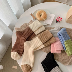 Lbsfy Cashmere Mid-calf Socks Women Korean Style Thickened Japanese Thermal Insulation Retro Wool Long Socks Autumn Winter