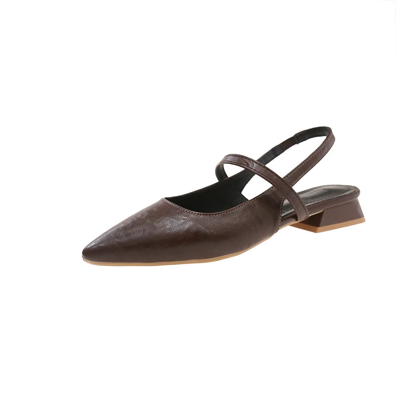 LBSFY -Luxury Summer Pointed Toe Women Sandals Fashion Singbacks Mules Shoes Ladies Elegant Low Heel Stripper Party Sandalias