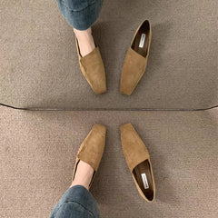 LBSFY -Flats Women Loafers Shoes Elegant Leather Square Toe Soft Shoes 2026 Trend New Brand Winter Walking Comfort Chaussures Femme