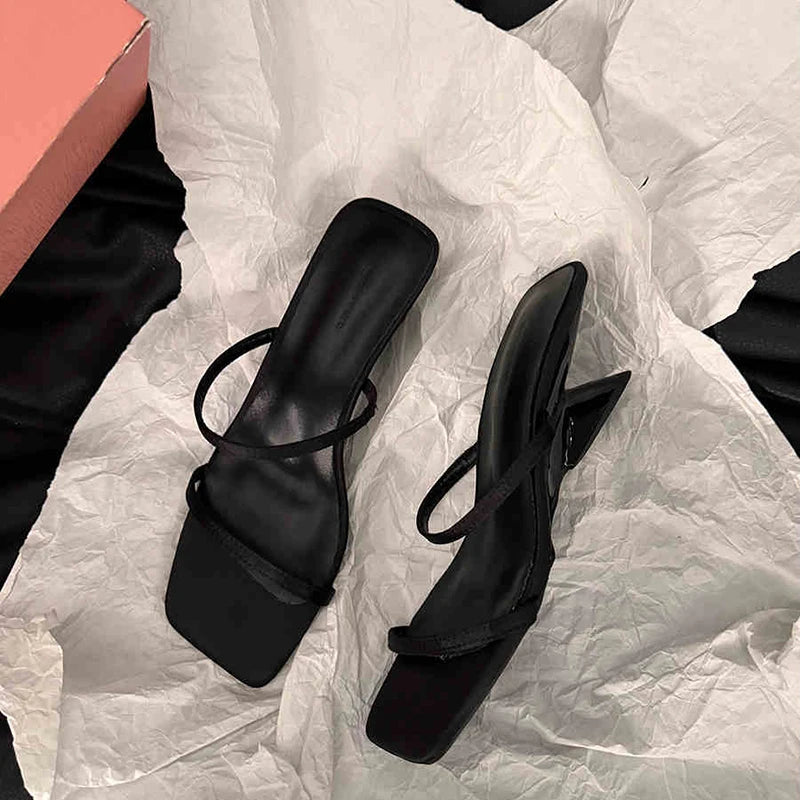 LBSFY  igner Summer Narrow Band Heel Women Slippers Shoes Fashion Open Toe Shoes Design Style Banquet Party Sandals Shoes