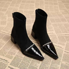 LBSFY -Pointed Toe Women Snow Ankle Boots High Heels Sexy Shoes Chunky Designer Chelsea Boots Winter New Trend Goth Botas De Mujer