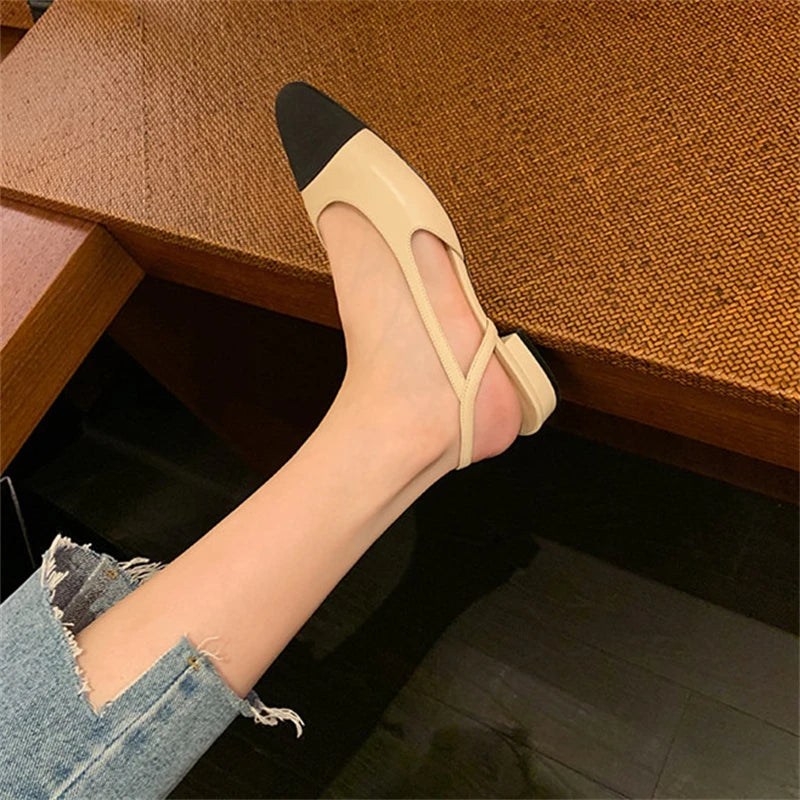Lbsfy Mary Janes Elegant Slingback Women Shoes Fashion Mixed Colors Low Heel Ladies Shoes Summer Casual Comfy Tacones Para Mujer